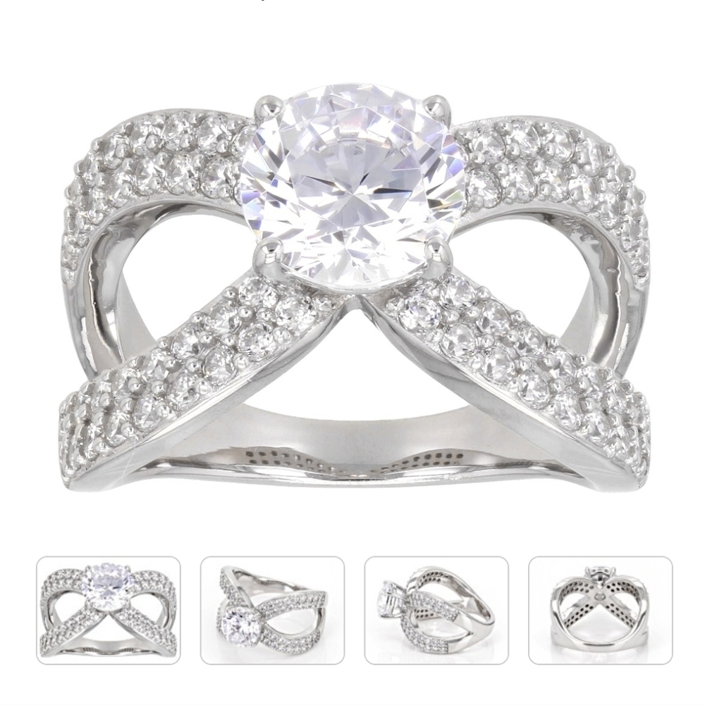 🆕️💍 5.02CTW WHITE DIAMOND SIMULANT PLATINUM OVER STERLING SILVER - SIZE 9.0💍